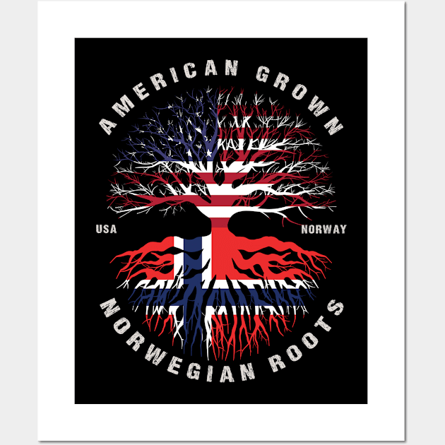 American Grown Norwegian Roots Norway Flag Wall Art by heart teeshirt